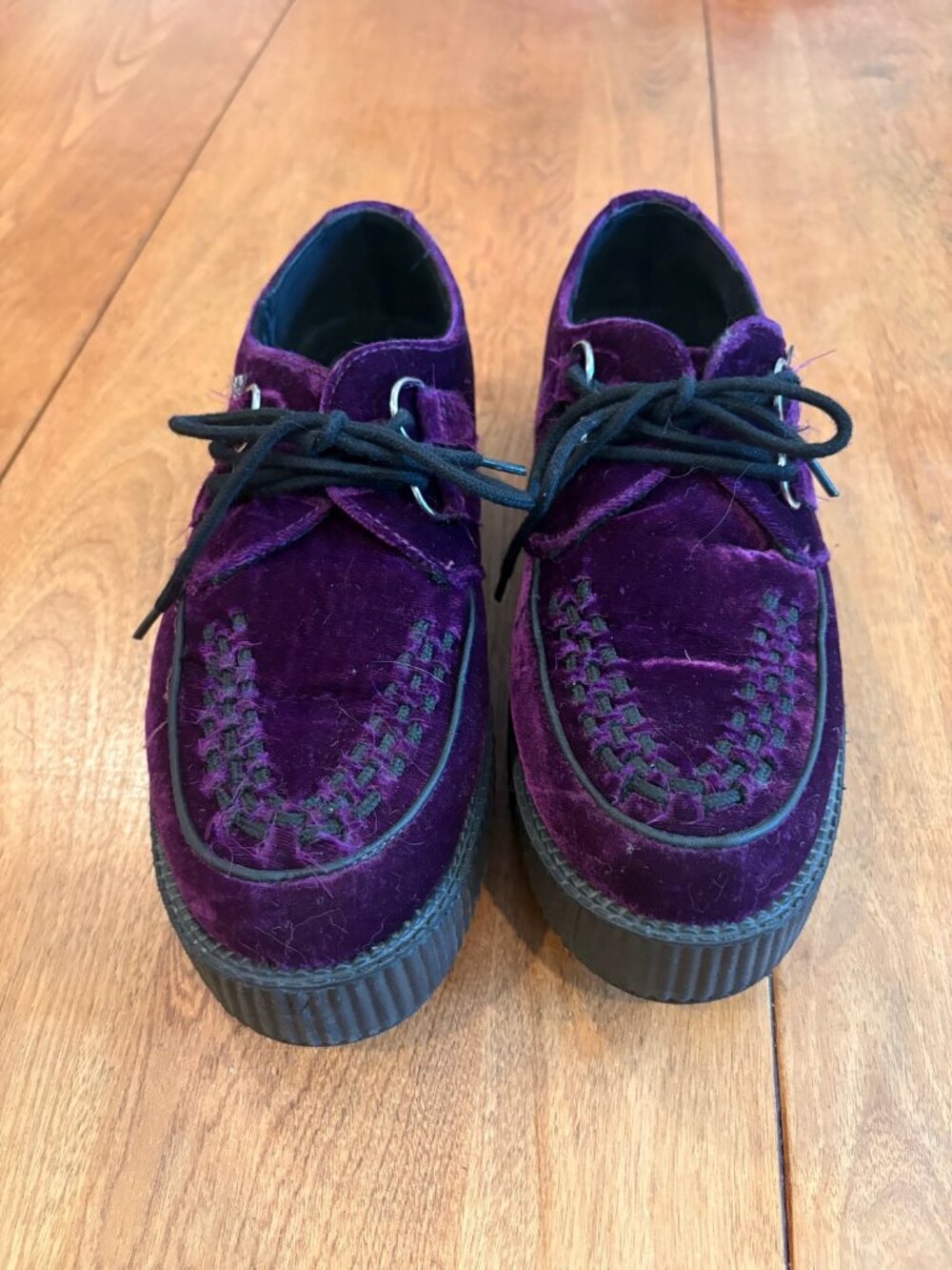 T.U.K. Viva Mondo Creepers Purple Velvet US 10